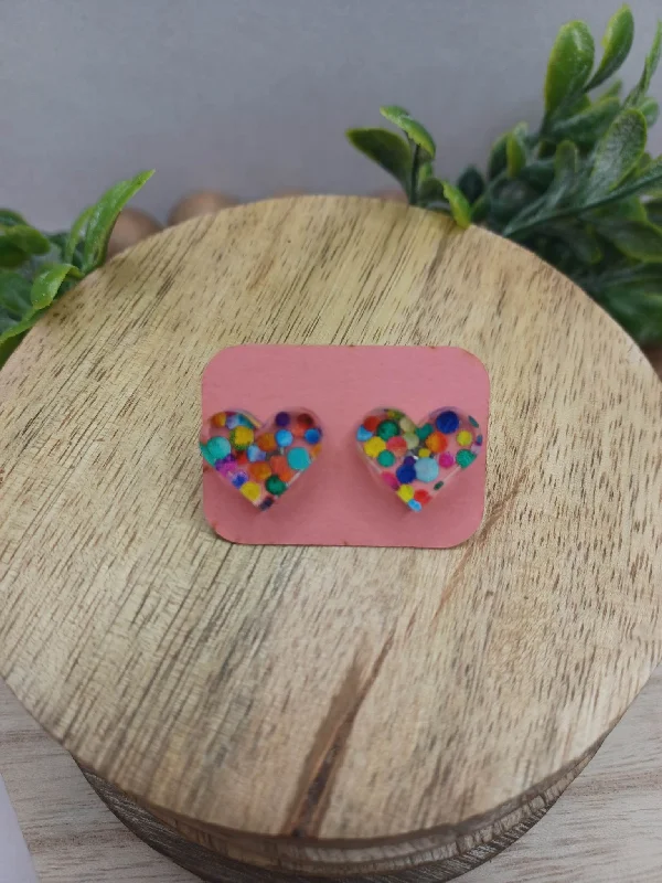 Multicolored Acrylic Heart Earrings