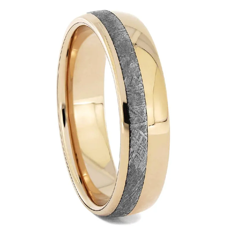 Rose Gold Wedding Band with Gibeon Meteorite