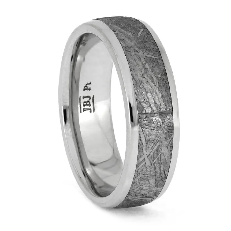 Platinum and Gibeon Meteorite, 6mm Ring