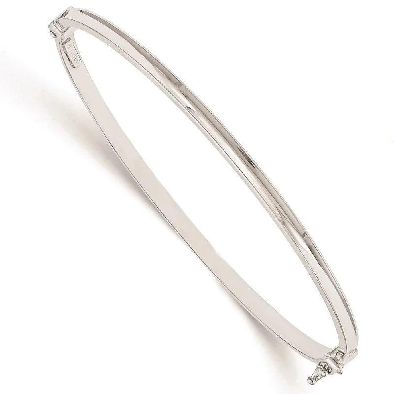 14k White Gold 3mm Hinged Bangle, 6.75"