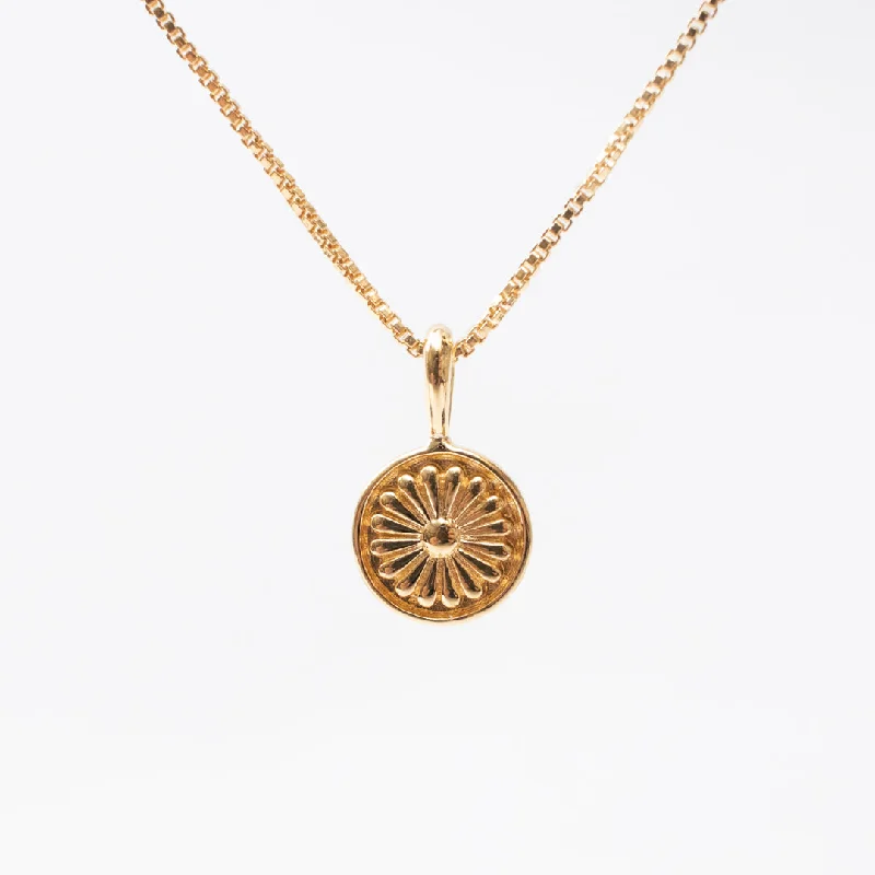 Gold Vermeil India Temple Flower Disc Necklace