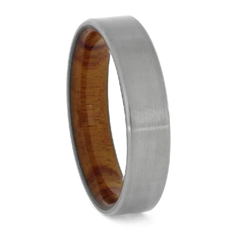 Titanium Wedding Band with Tulipwood Sleeve