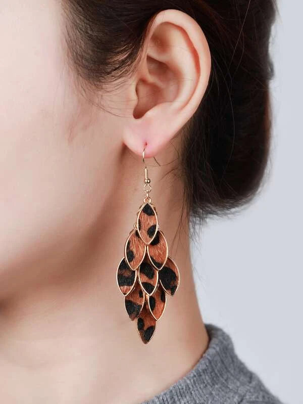 Leopard Faux Fur Layered Earrings