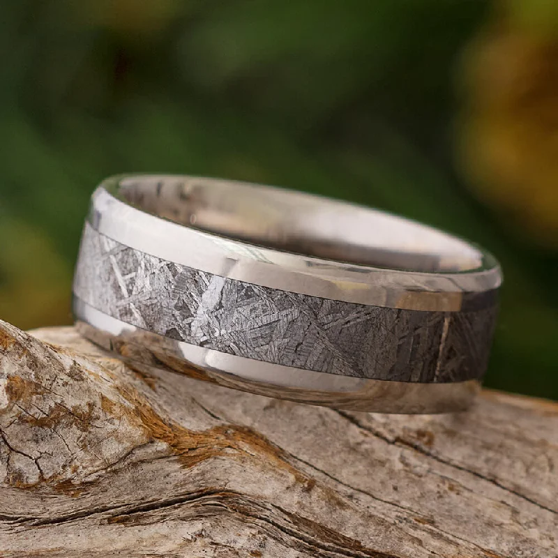 Meteorite Wedding Band With Beveled Edges