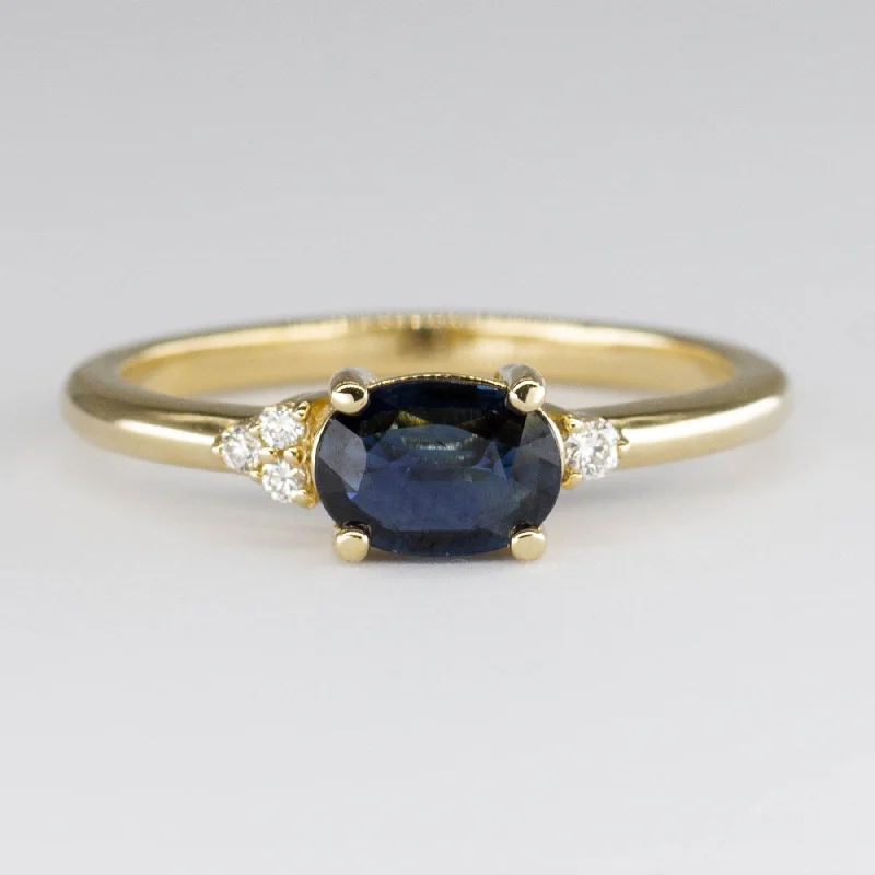 '100 Ways' 14k Yellow Gold East West Sapphire and Diamond Ring | 0.80ct | SZ 7