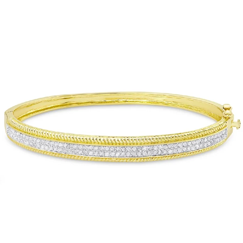 Finesque Gold over Sterling Silver 1/4ct Tw Diamond Bangle