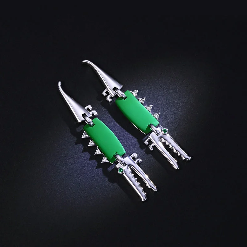 Designer Cute Crocodile Dangle Stud Earrings Fashion Jewelry Accessories Gift for Women