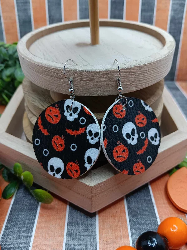 Bat & Skeleton Leather Style Earrings