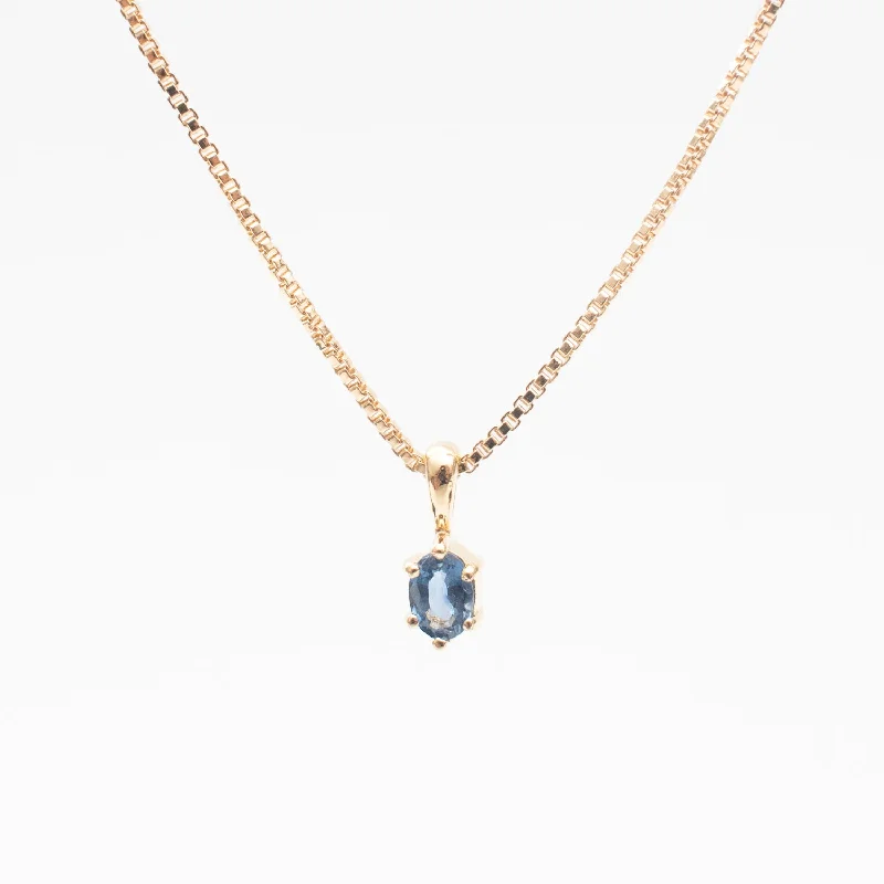 Gold Vermeil Oval Claw Set Blue Sapphire Necklace