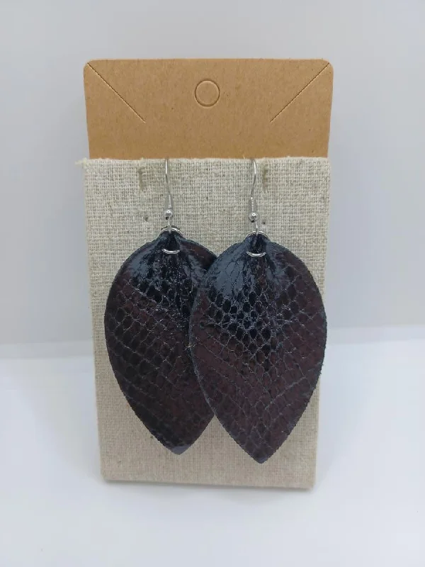 Leather Style Reverse Teardrop Earrings