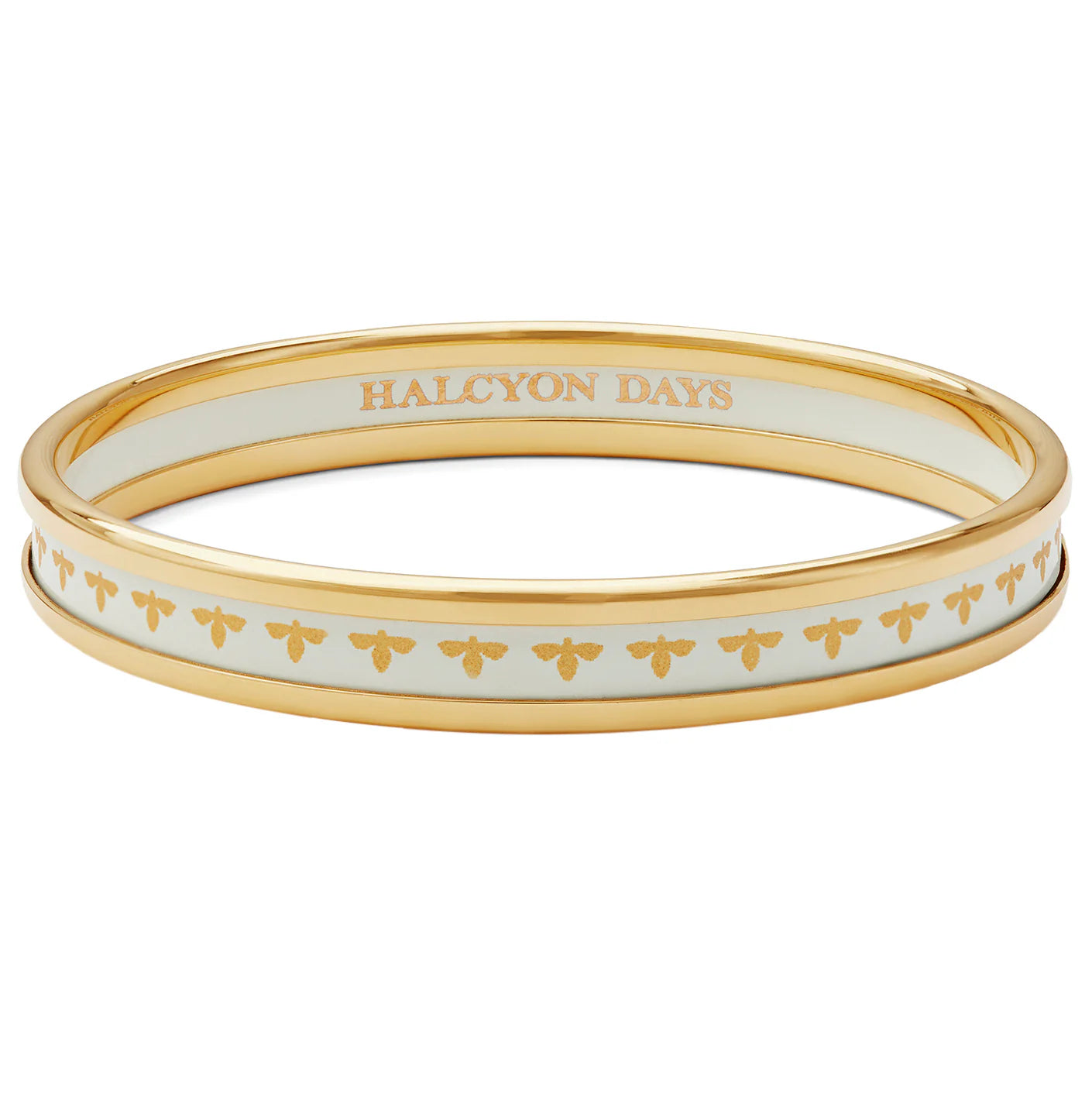 Halcyon Days 6mm Bee Cream & Gold Enamel Bangle