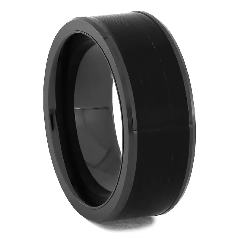 Vinyl Record Wedding Band in Black Ceramic