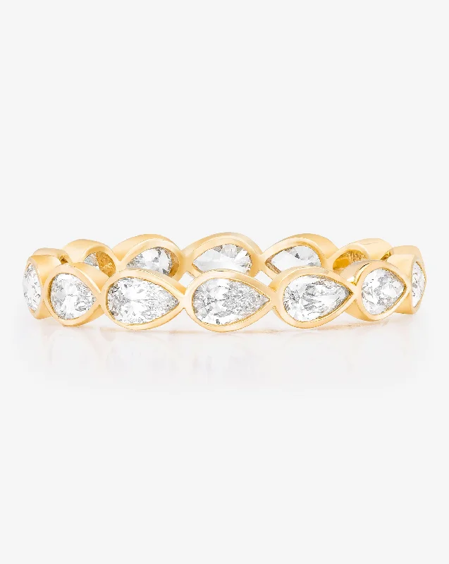 Sideways Pear Bezel Eternity Band