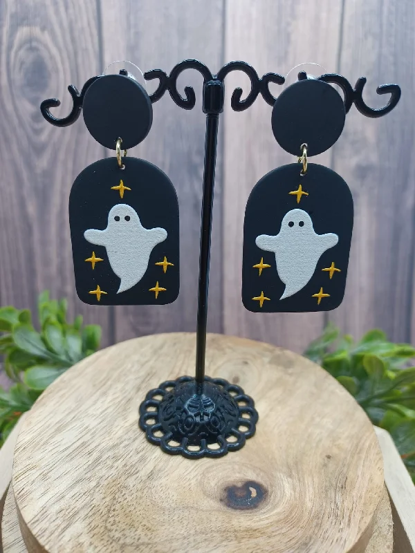 Black Clay Style Ghost Earrings