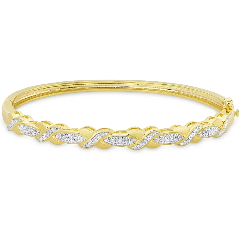 Finesque Gold Overlay Diamond Accent 'XO' Design Bangle