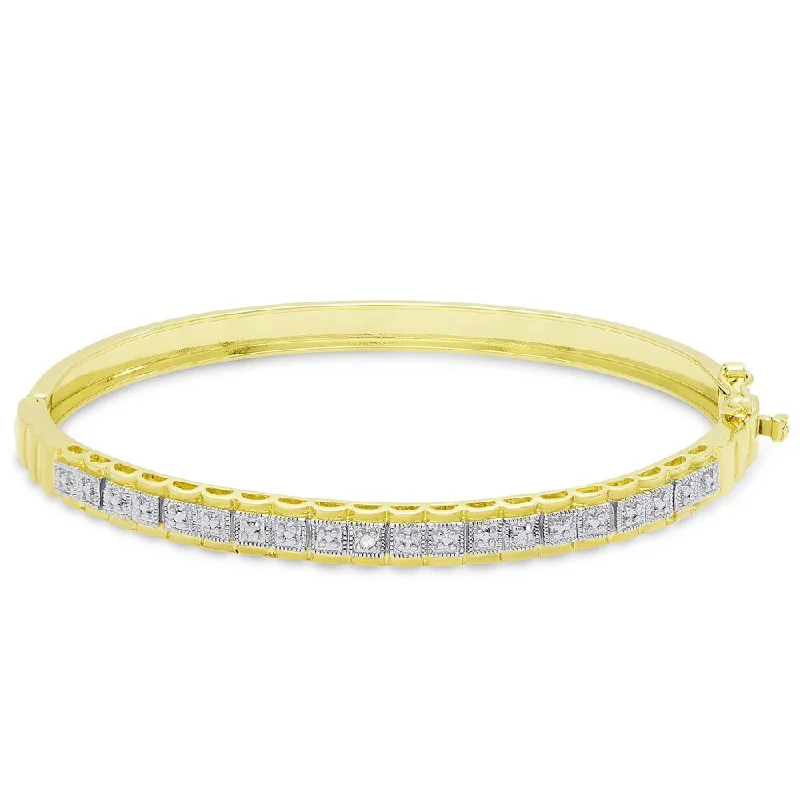 Finesque Gold Overlay Diamond Accent Bangle