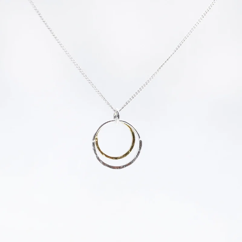 Gold & Silver Small Double Hammered Necklace