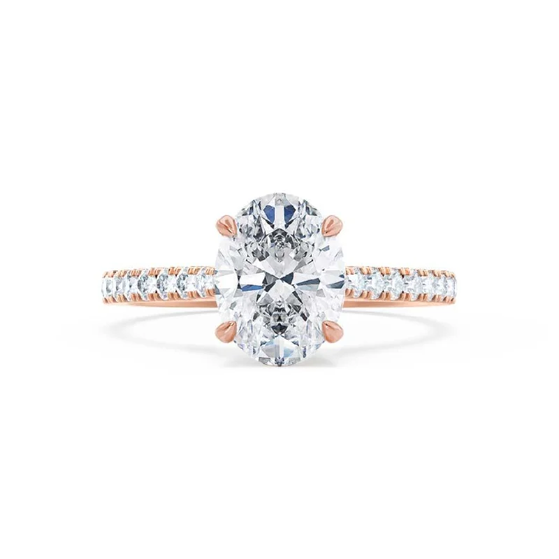 1.50 CT Oval Shaped Moissanite Solitaire With Pave Setting Engagement Ring