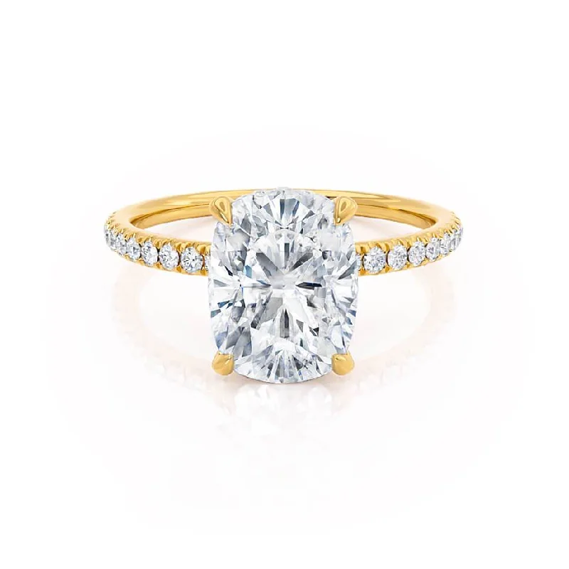 2.30 CT Elongated Cushion Shaped Moissanite Hidden Halo Style Engagement Ring