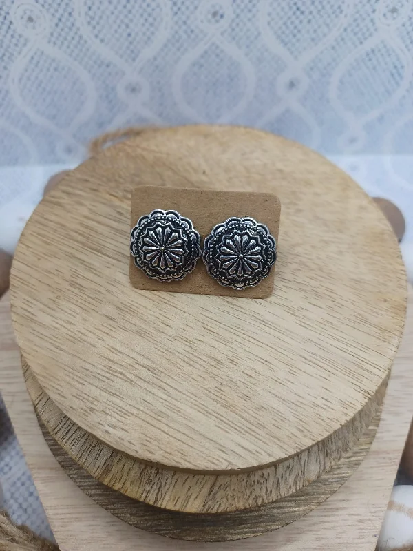 Silver Flower Style Earrings