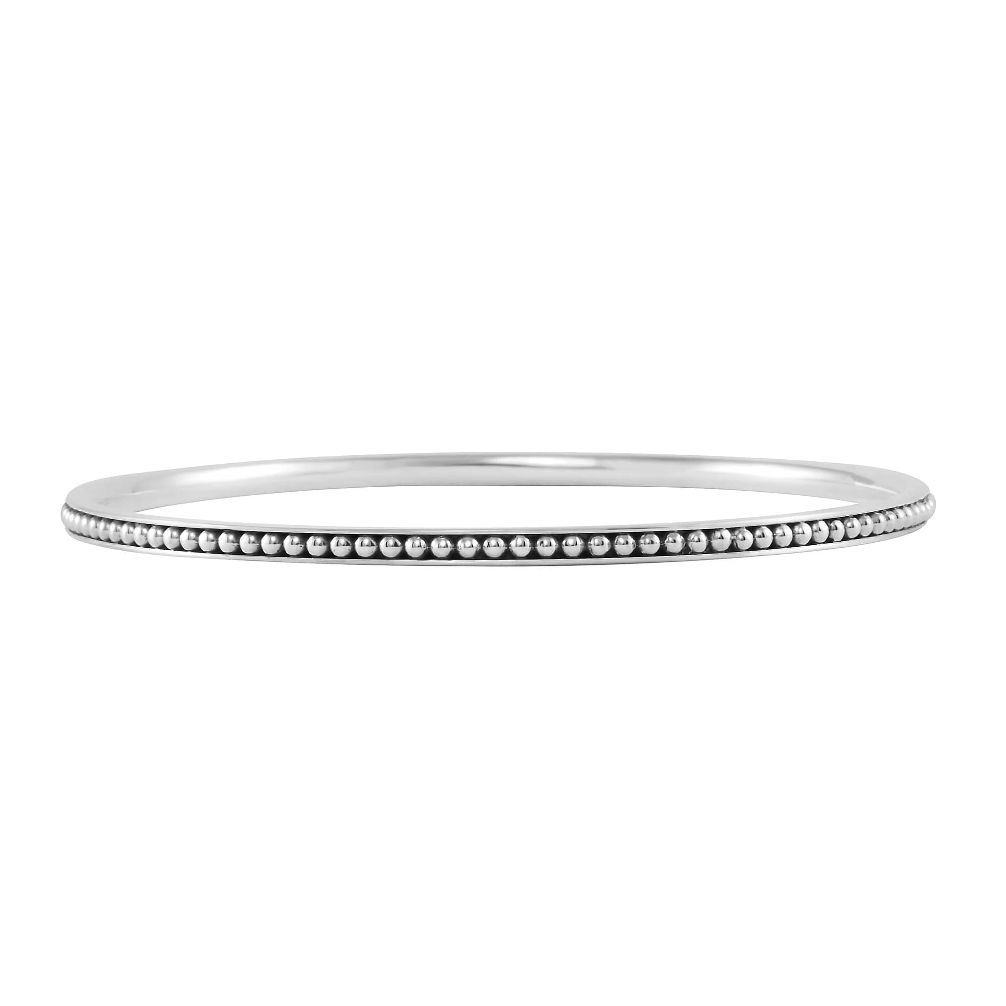 Lagos Signature Caviar Silver Beaded Bangle