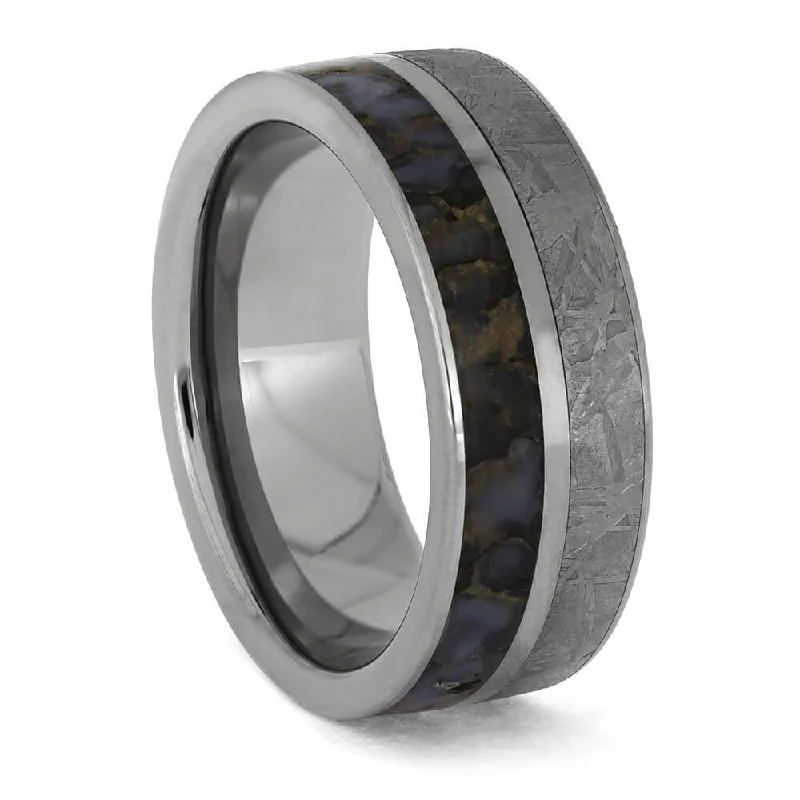 In Stock, White Dinosaur Bone Inlaid in a Tungsten Band