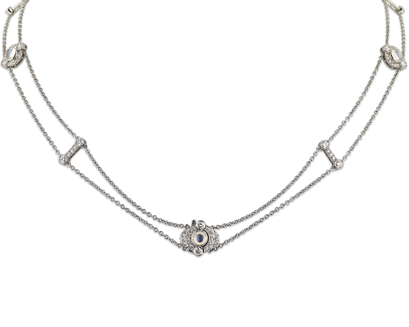 Tiffany & Co. Moonstone and Diamond Double-Strand Necklace