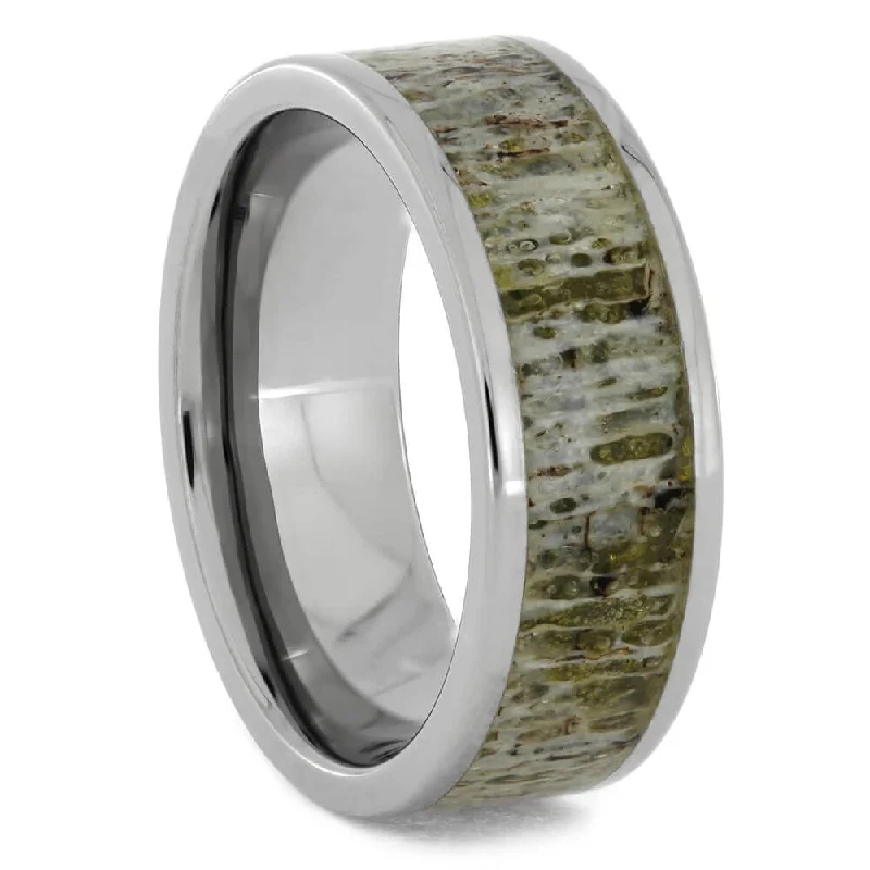 Women's Deer Antler Ring in Polished Titanium