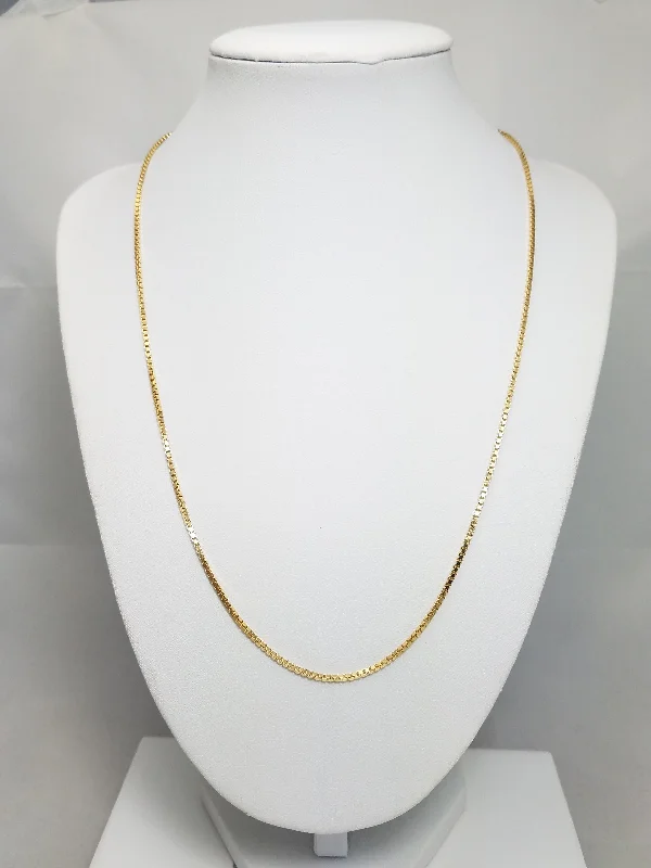 Classic 18k Yellow Gold Solid Box Link 20" Necklace