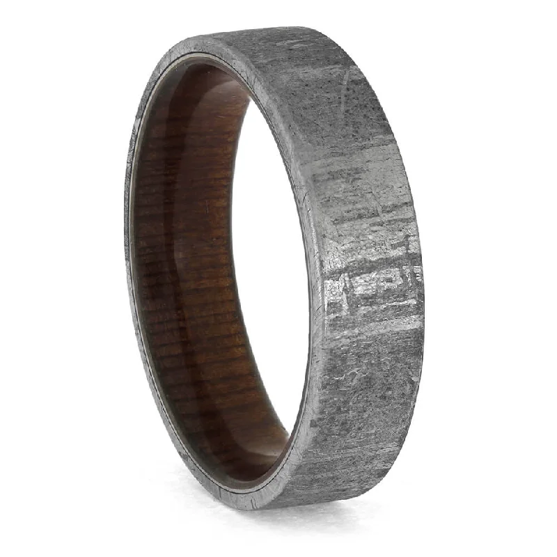 Plus Size Meteorite Ring with Wood Sleeve