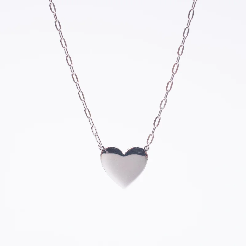 Silver Cutout Flat Heart Necklace