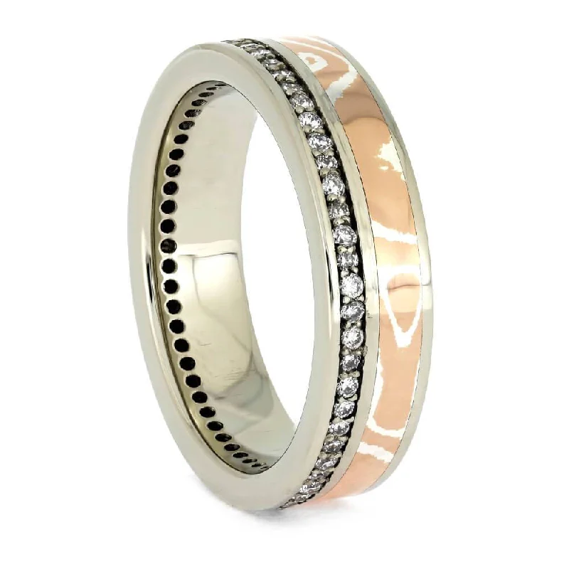 Copper Silver Mokume Gane Eternity Wedding Band