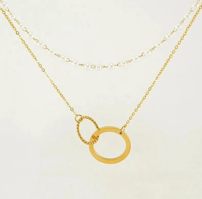 Dual Charm Pendant Necklace – Classic Gold Heart for Timeless Elegance