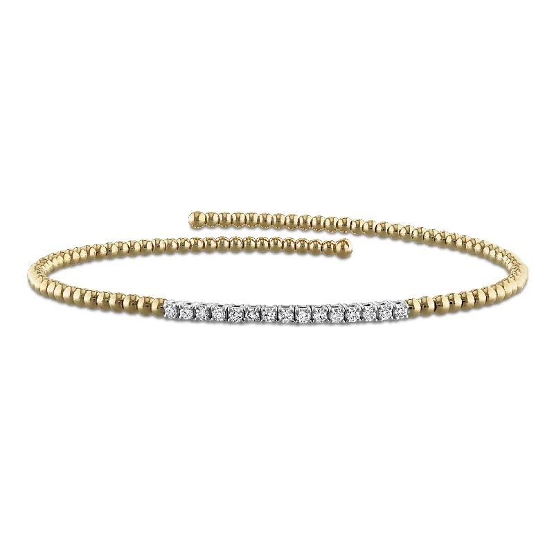 Miadora 1/4ct TW Diamond Bangle in 14k Two-Tone Yellow and White Gold