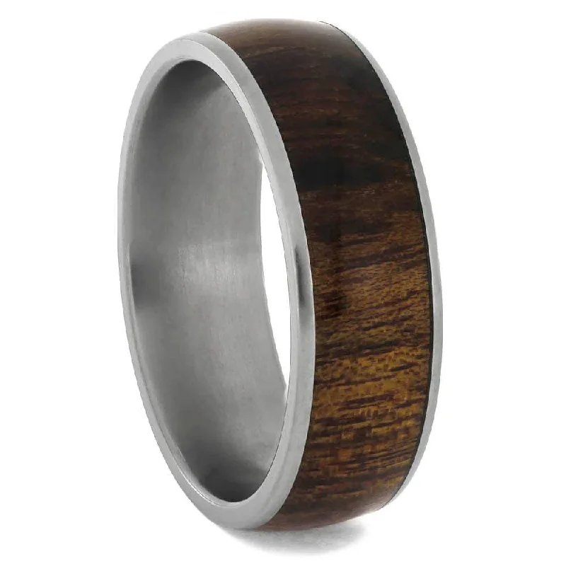 Rosewood Wedding Band for Men in Titanium