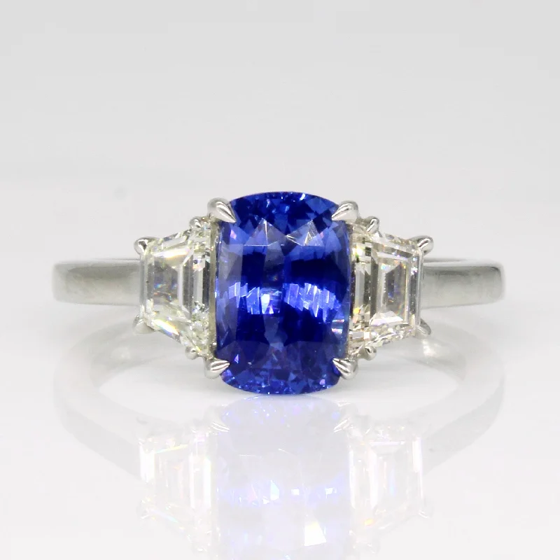 Art Deco Style Sapphire & Diamond Ring | 2.06ct, 0.70ctw | SZ 6 |