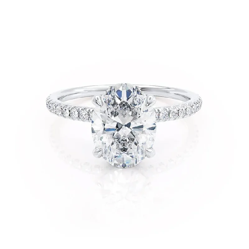 1.50 CT Oval Shaped Moissanite Hidden Halo Style Engagement Ring