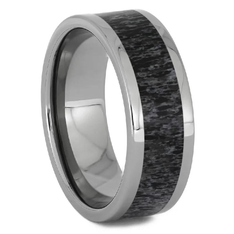 Men's Black Deer Antler Wedding Ring