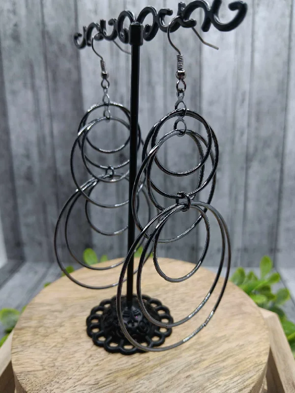 Gunmetal Circles Style Earrings