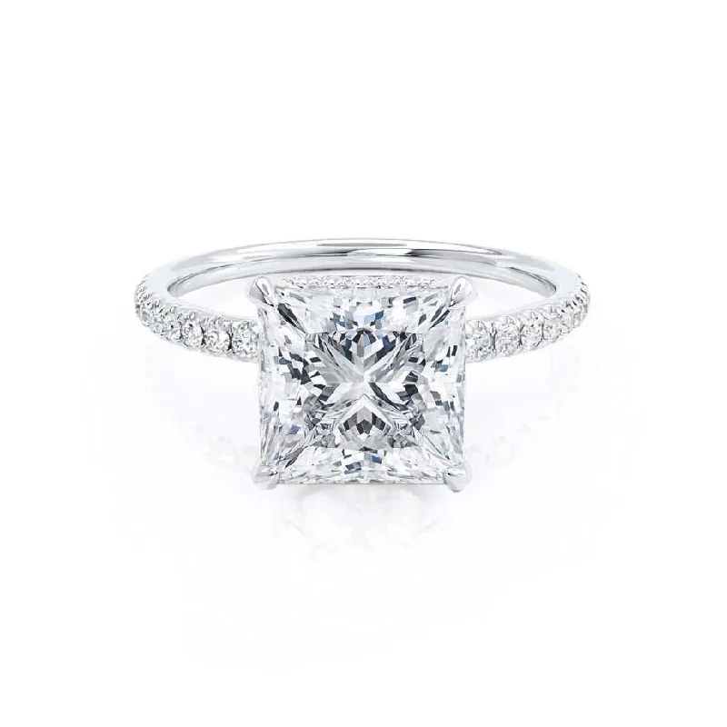 1.50 CT Princess Shaped Moissanite Hidden Halo Engagement Ring