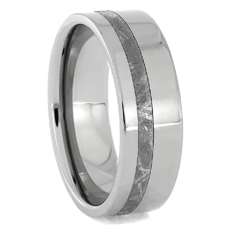 Men's Titanium Ring with Gibeon Meteorite