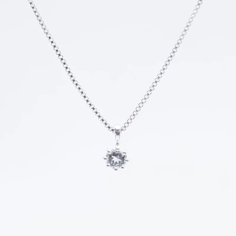 Silver Round Claw Set White Topaz Necklace