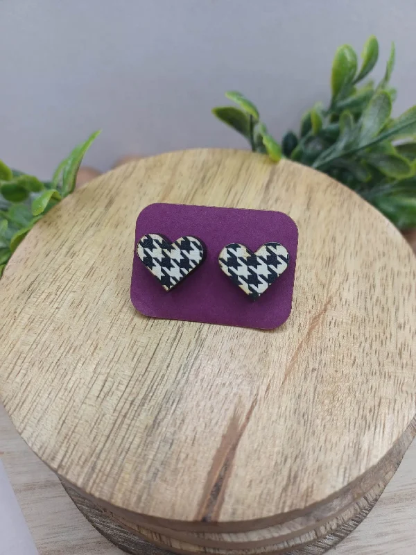 Black & White Patterned Heart Earrings