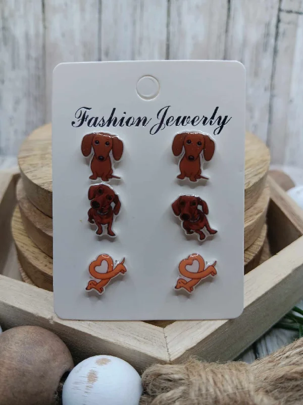 Wenie Dog Earring Set - Comes with 3 pairs