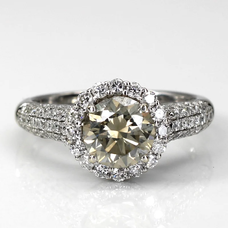 Halo Diamond Engagement Ring | 2.39ctw I1 O/P | SZ 8.75 |