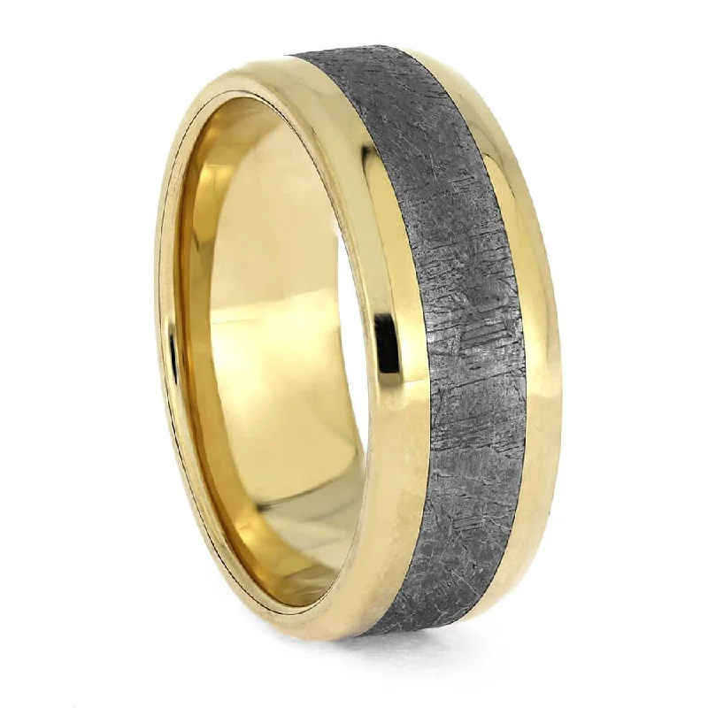 14k Yellow Gold Ring with Meteorite Inlay