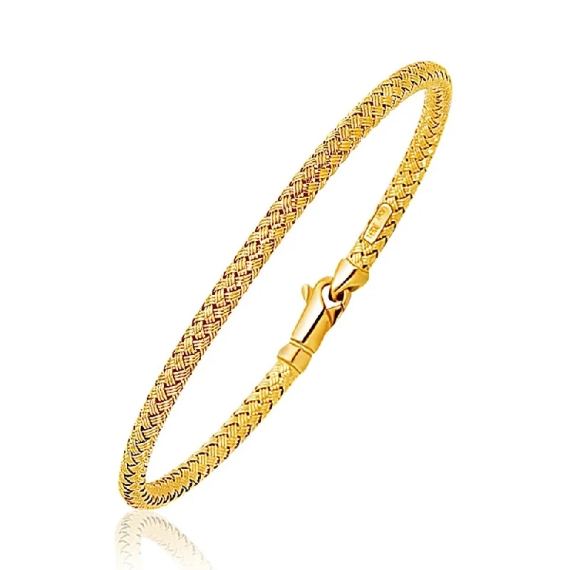 Fancy Weave Bangle in 14k Yellow Gold (3.0mm)