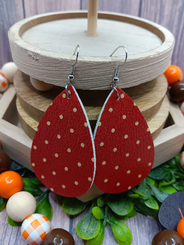 Red w/ Orange Polka Dot Earrings