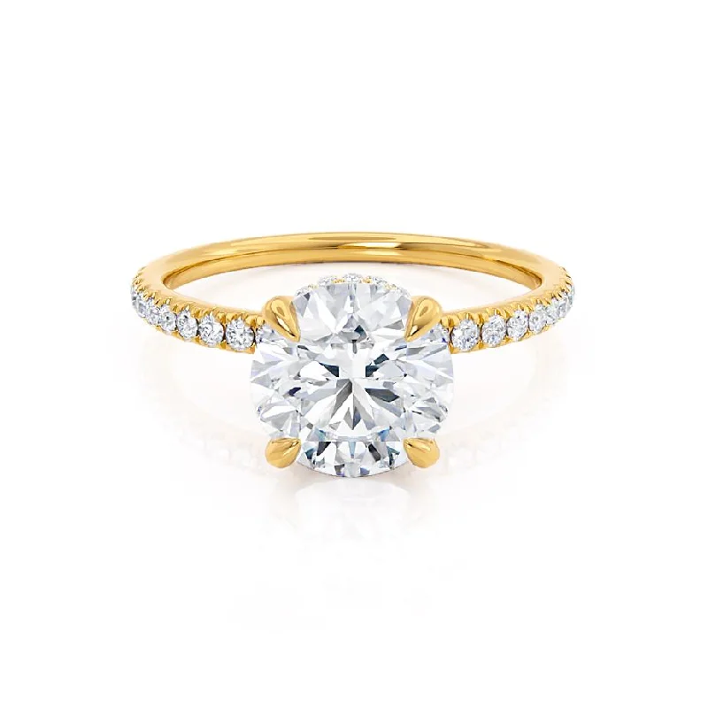 1.0 CT Round Shaped Moissanite Hidden Halo Style Engagement Ring