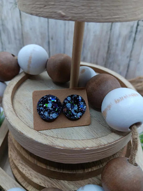 Grey & Black Glitter Earrings